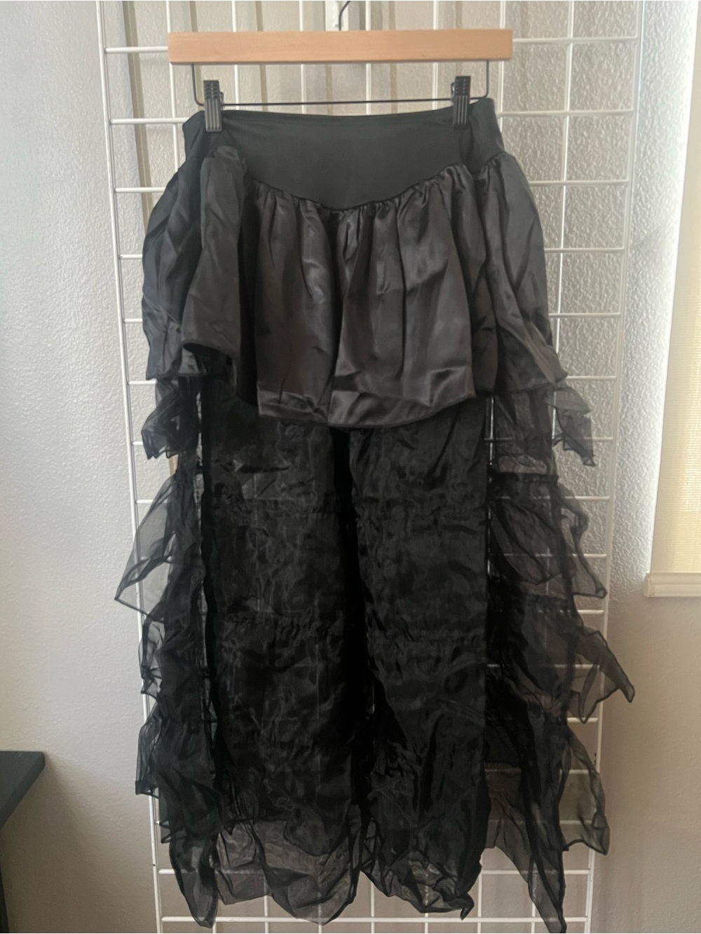 Dreamgirl Women’s Black High-Low Tiered Costume Burlesque Skirt Goth Steampunk